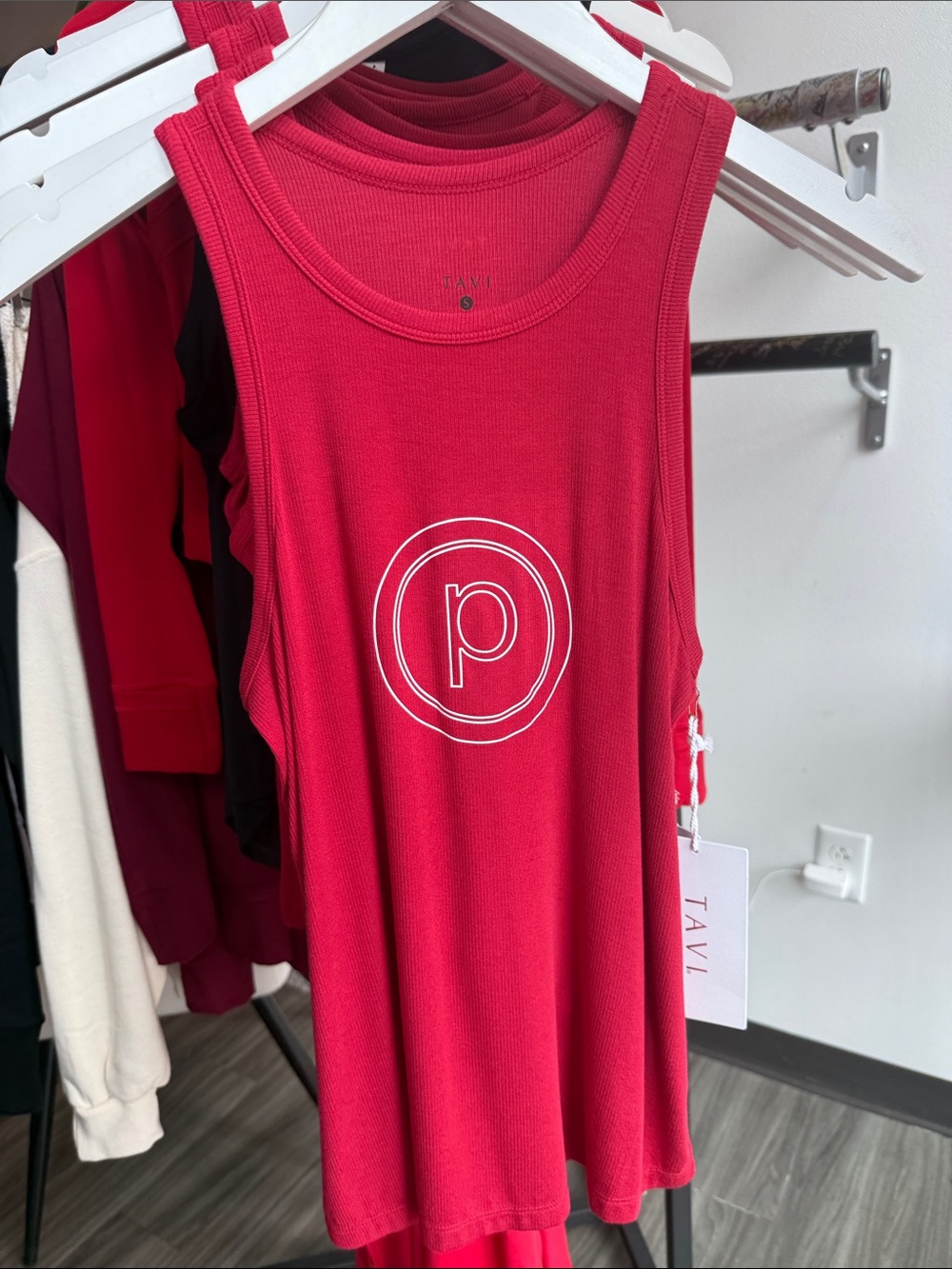 TAVI Pure Barre Red Logo Tank Top